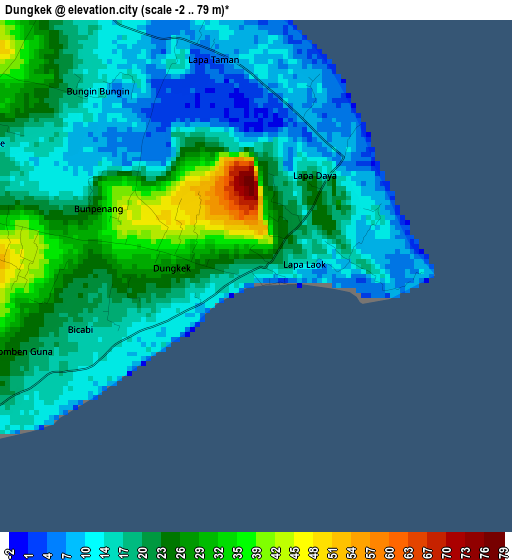 Dungkek elevation map