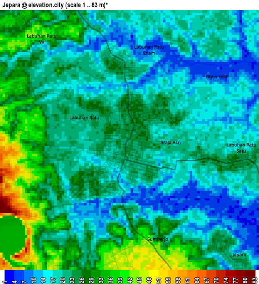 Jepara elevation map