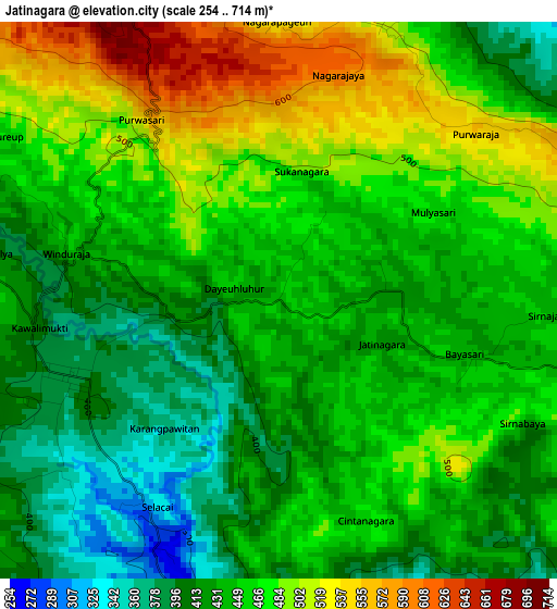 Jatinagara elevation map