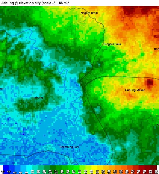 Jabung elevation map