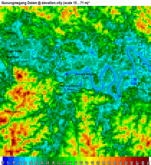 Gunungmegang Dalam elevation map