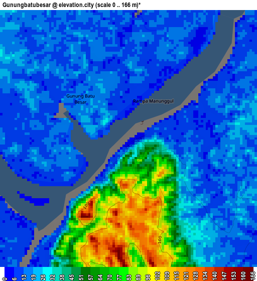 Gunungbatubesar elevation map