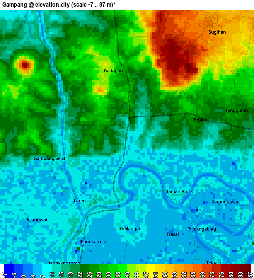 Gampang elevation map