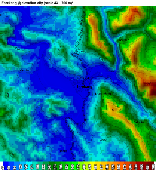 Enrekang elevation map