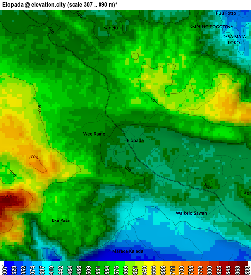 Elopada elevation map