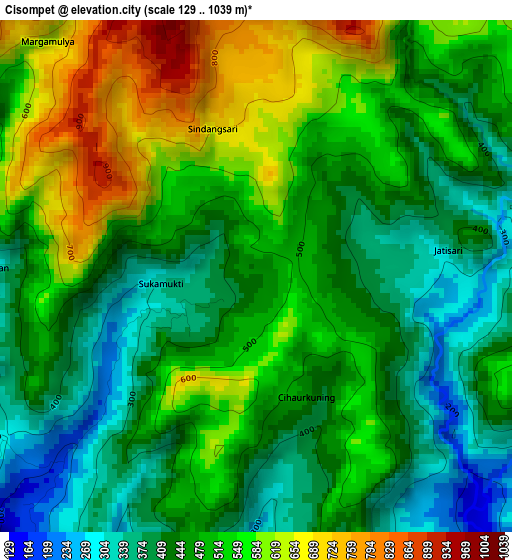 Cisompet elevation map