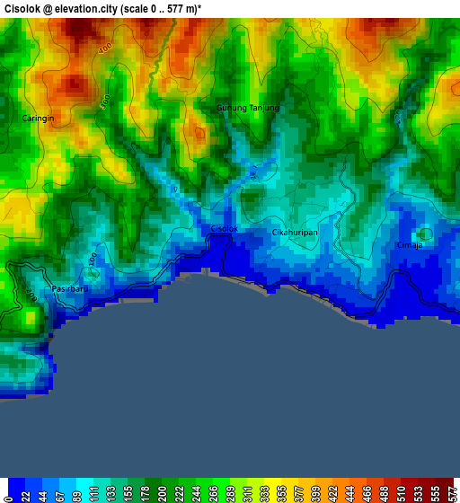 Cisolok elevation map