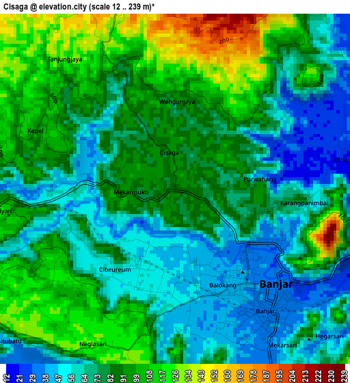 Cisaga elevation map