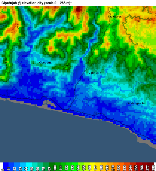 Cipatujah elevation map