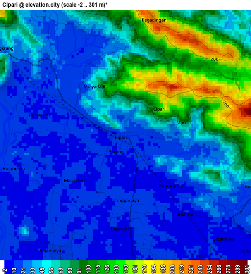 Cipari elevation map