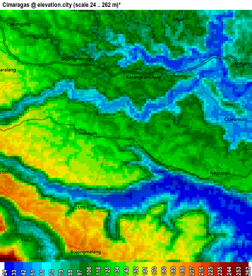 Cimaragas elevation map