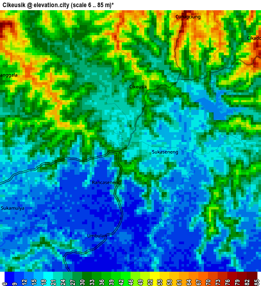 Cikeusik elevation map