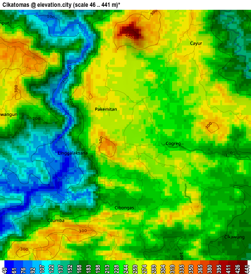 Cikatomas elevation map