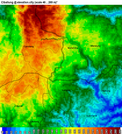 Cibaliung elevation map