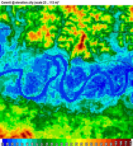 Cerenti elevation map