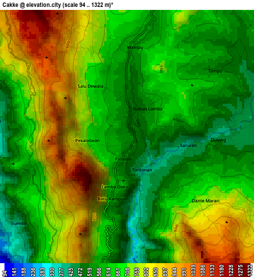 Cakke elevation map