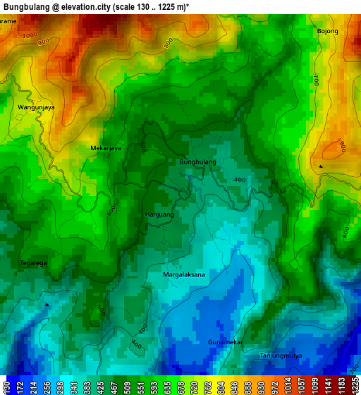 Bungbulang elevation map