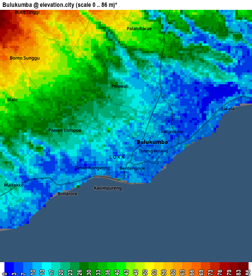 Bulukumba elevation map