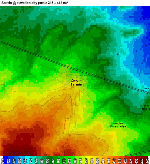 Sarmīn elevation map