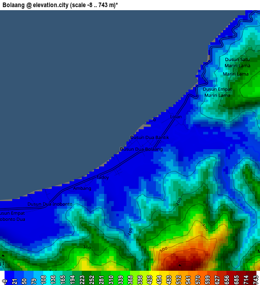 Bolaang elevation map