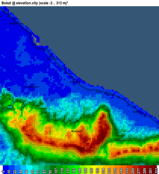 Bokat elevation map