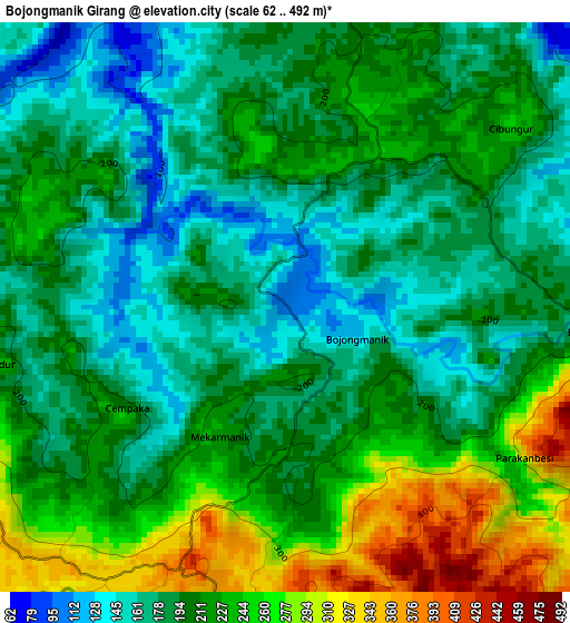 Bojongmanik Girang elevation map