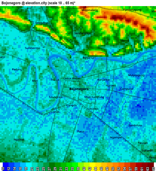 Bojonegoro elevation map