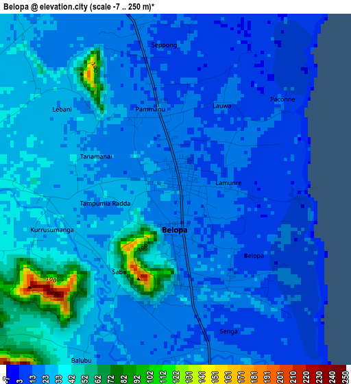 Belopa elevation map