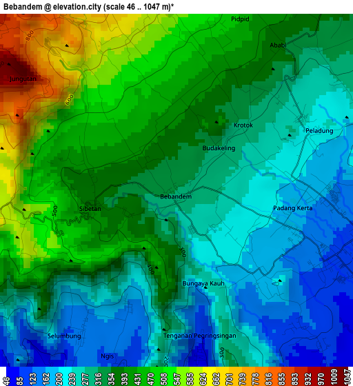 Bebandem elevation map