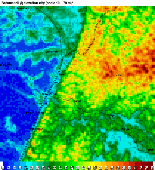 Batumandi elevation map