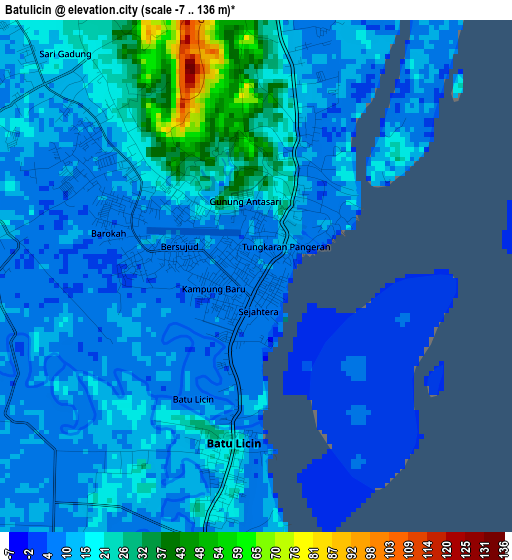 Batulicin elevation map