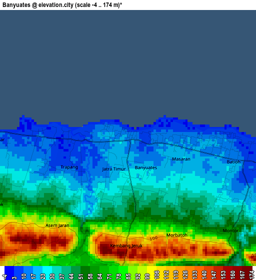 Banyuates elevation map