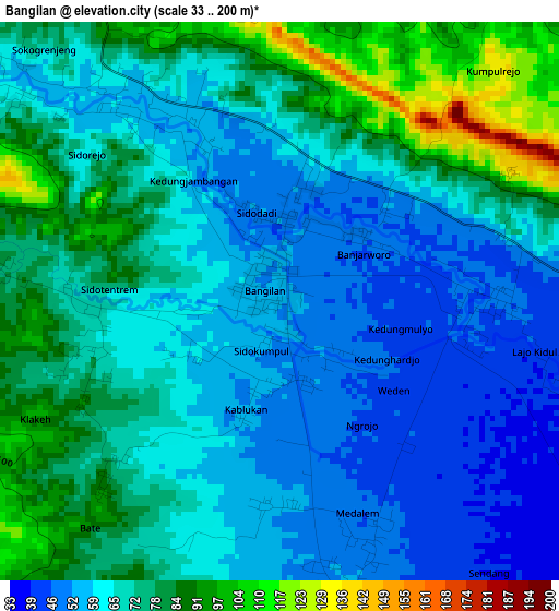 Bangilan elevation map