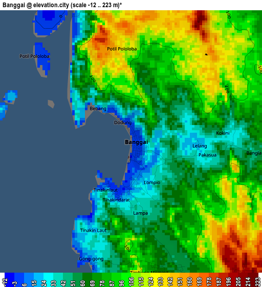 Banggai elevation map