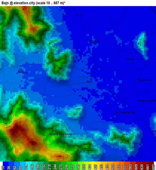 Bajo elevation map