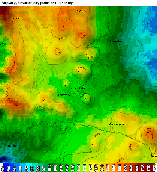 Bajawa elevation map