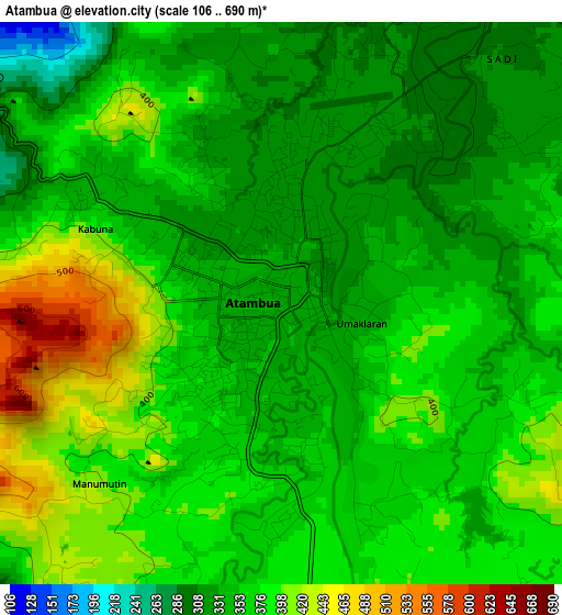 Atambua elevation map