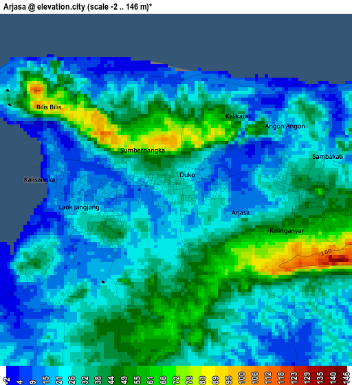 Arjasa elevation map