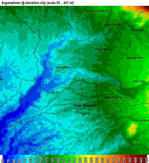 Argamakmur elevation map