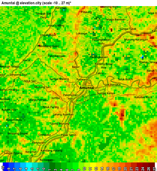 Amuntai elevation map