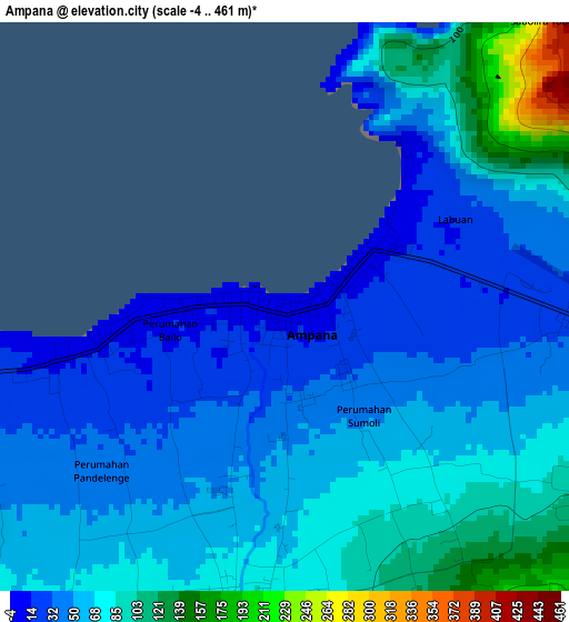 Ampana elevation map