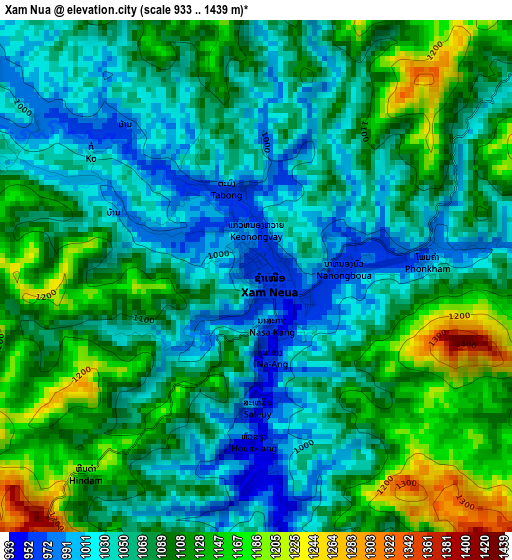 Xam Nua elevation map