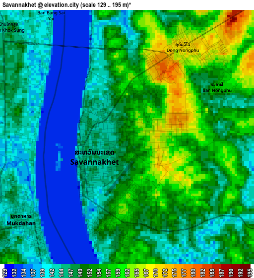 Savannakhet elevation map
