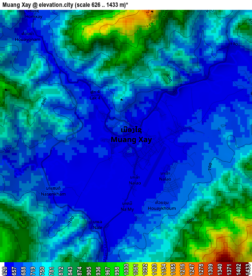 Muang Xay elevation map