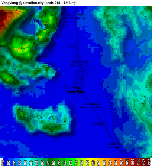 Vangviang elevation map