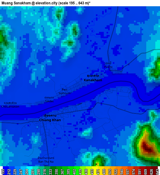 Muang Sanakham elevation map