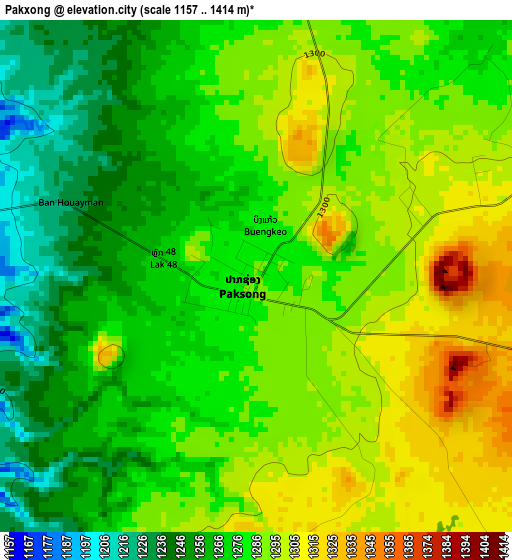 Pakxong elevation map