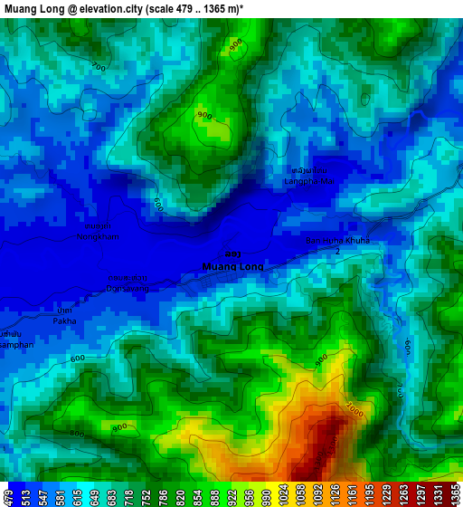 Muang Long elevation map