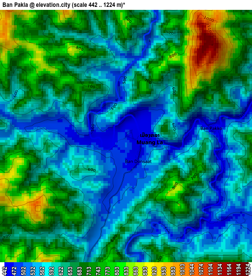 Ban Pakla elevation map