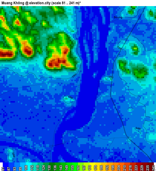 Muang Không elevation map